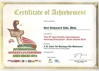 9th Asia Pacific International Honesty Enterprise Keris Award 2010 certificate